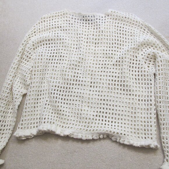 Williwear white latticework cotton-blend cardigan  XL - Picture 4 of 4